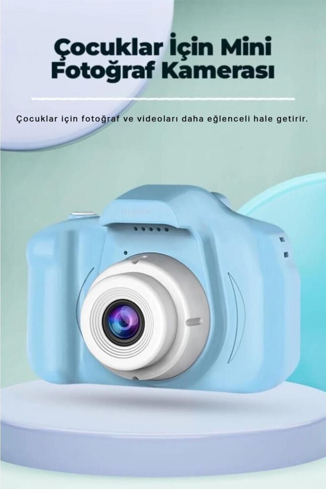 Dijital Fotoğraf Makinesi Çocuk Mini 1080p Hd Kamera Selfiee (Mavi)