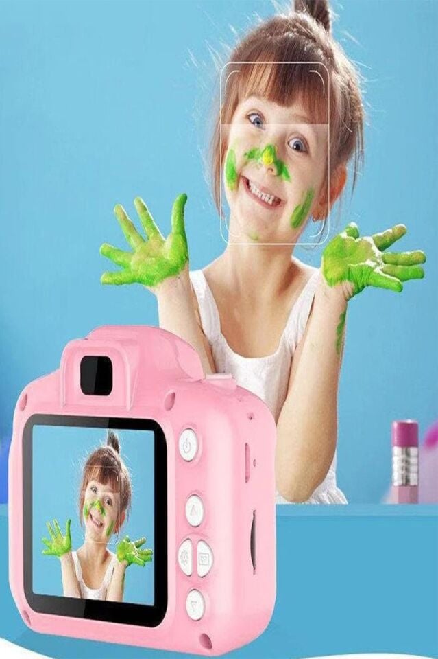 Dijital Fotoğraf Makinesi Çocuk Mini 1080p Hd Kamera Selfiee (Pembe)