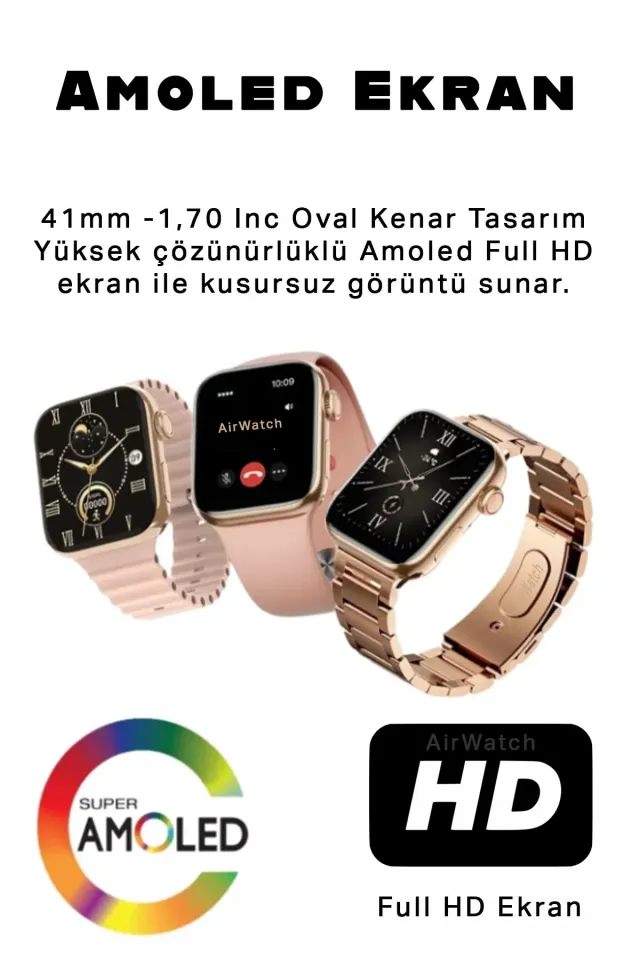 Watch G9 Mini Tüm Telefonlara Uyumlu 3 Kordon ve Bileklik Hediyeli Özel Seri Kadın Akıllı Saat