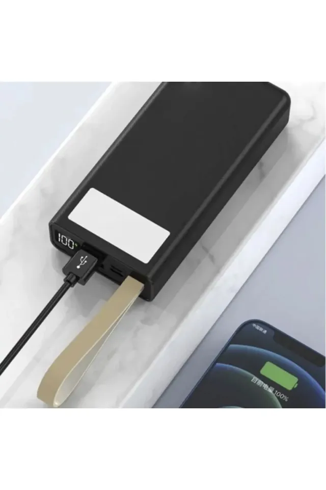 RabbitTech 30.000 Mah Pd 22.5w 3.0 Hızlı Şarj Gerçek 30.000 Mah Garantili Işıklı Qc30 Siyah Powerbank