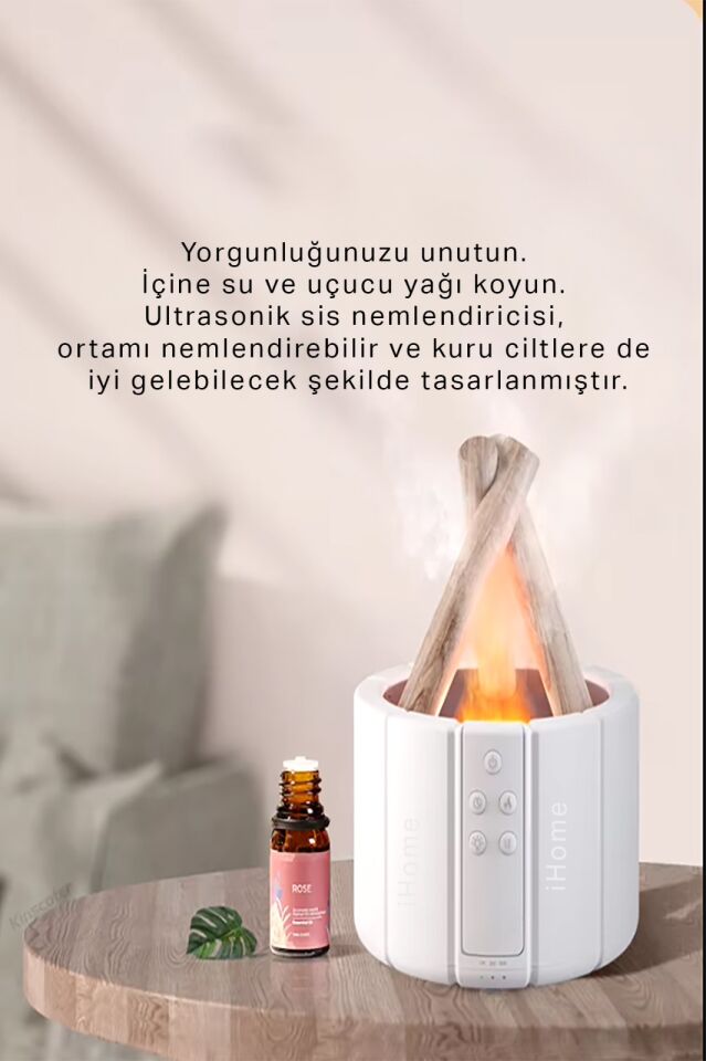 Alev Aroma Difüzör Lamba Ultrasonik Aromaterapi Nebulizatör Hava Nemlendirici